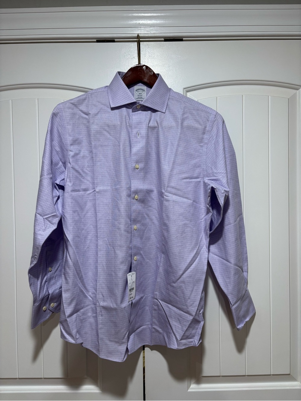 Brooks Brothers Light Lavender Check Spread Collar Dress Shirt